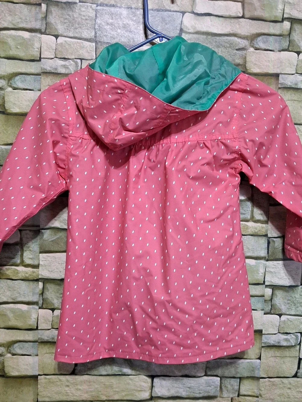 Wippette Kids Girls 4T Pink Polka Dot Vinyl Butterfly Applique Hooded Raincoat
